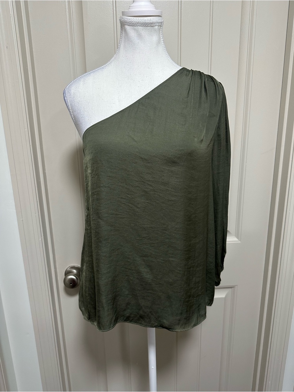 Naked Zebra Olive One-Shoulder Blouse